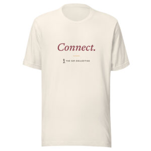 Vintage white unisex t-shirt printed "Connect" with The Sip Collective microphone logo
